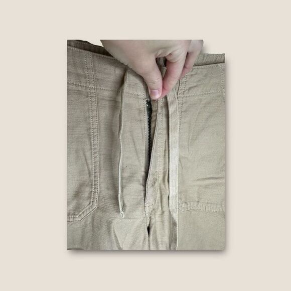 J. Crew Tie Waist Camp Pant Tan Pull On Ankle - Picture 4 of 6